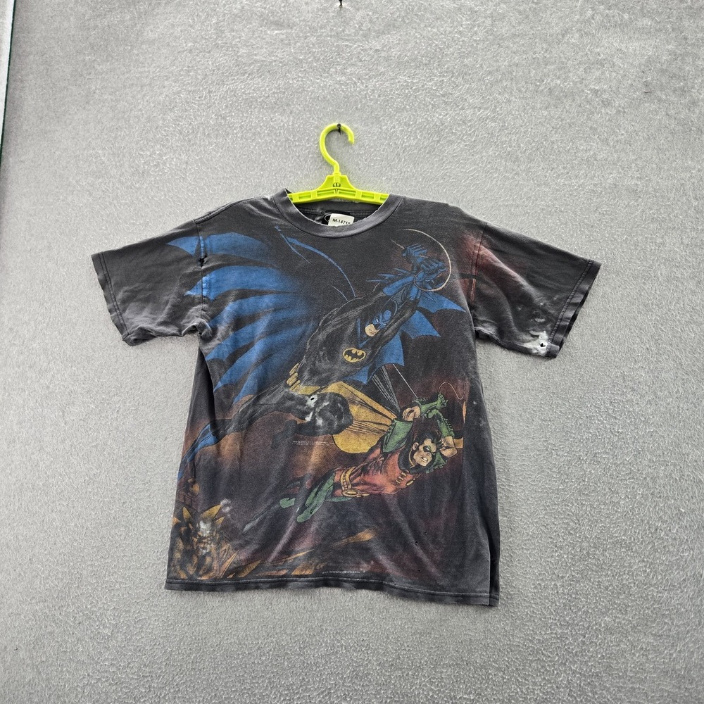 VINTAGE DC Comics Women Shirt M Black Graphic Print Batman Robin 90s READ
